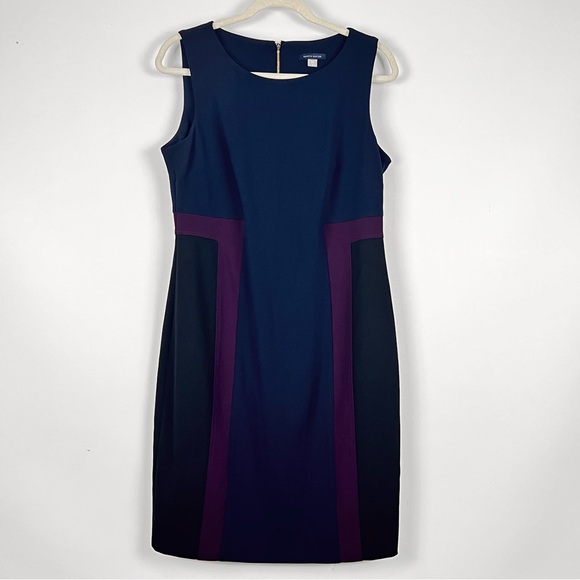 Tommy Hilfiger Dresses & Skirts - Tommy Hilfiger Elegant Sleeveless Midi Dress Navy Purple Black Size 12 Career